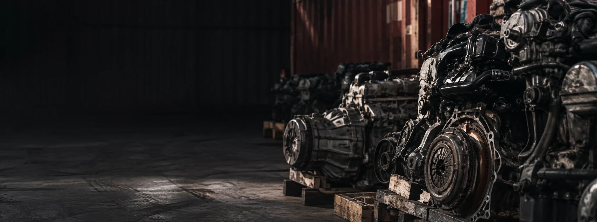 Automotive powertrain components prepared in an industrial warehouse